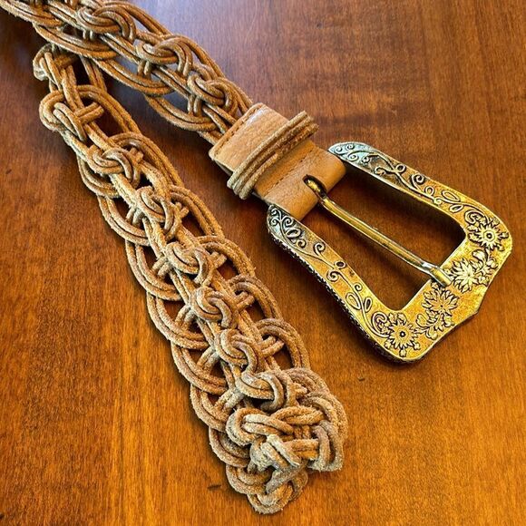 Suzi Roher Macrame Suede Belt with Gold Buckle - Picture 3 of 8